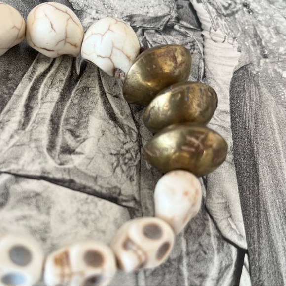 Skull + Tuareg Brass Beaded Bracelet ~ One of a Kind Jewellery from South Africa - Picture 3 of 8